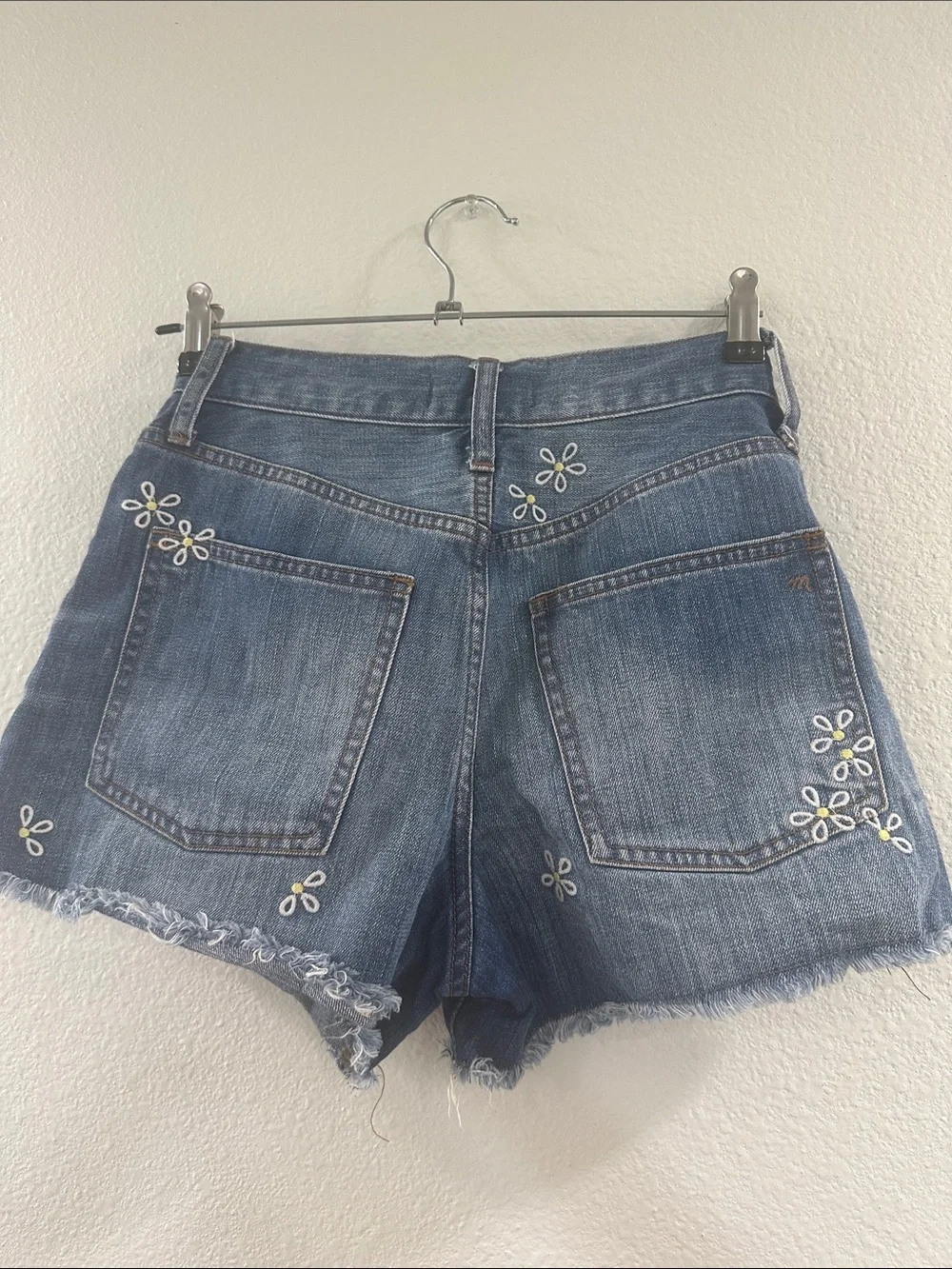 Madewell Embroidered Daisy Denim Cutoff Shorts